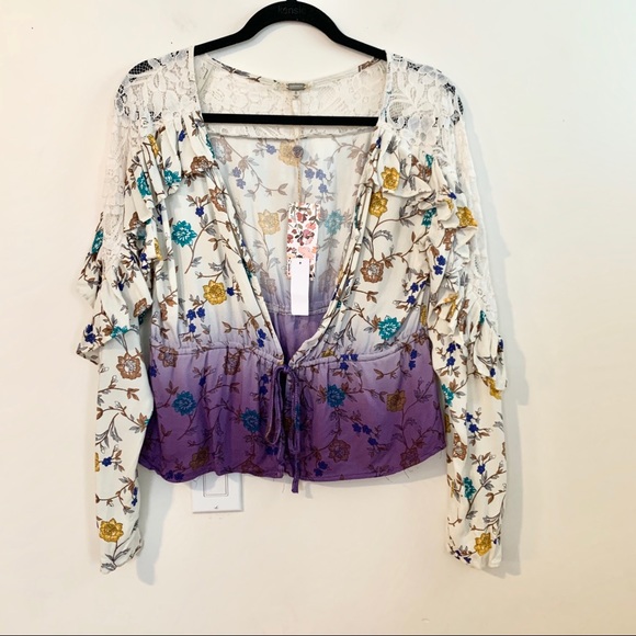 NWT GIMMICKS by BKE Pleated Ruffle Ombre Kimono - Picture 2 of 12